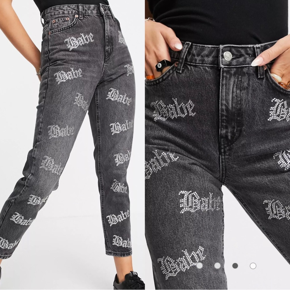 Topshop embellished babe mom jeans